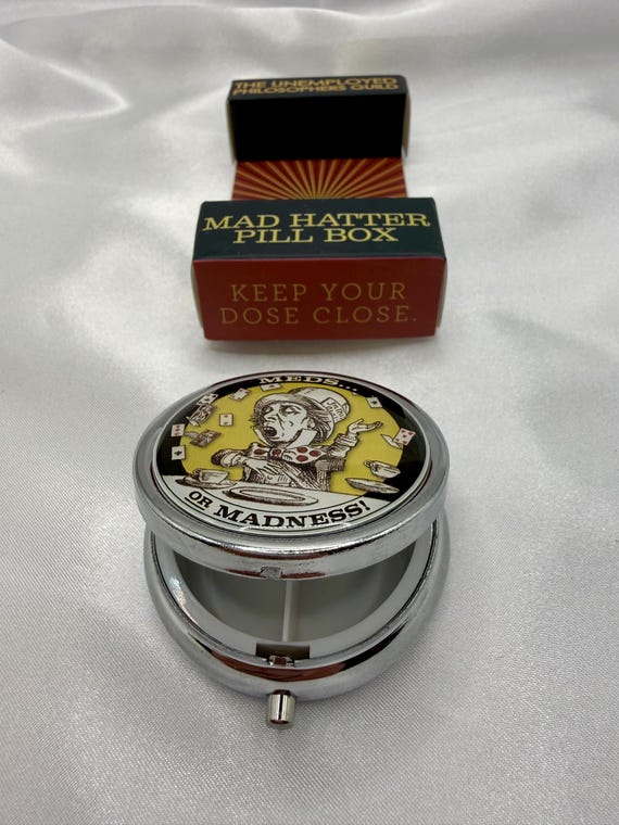 Mad Hatter Pill Box | Alice in Wonderland Pill Case | Literary Trinket Box | Meds or Madness Gift | Book Lover Gift