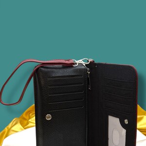 Interior view of Little Women wallet showing card slots and zip pocket