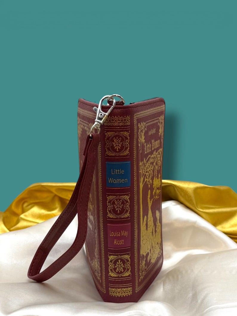 Side profile of book wallet showing spine-style design