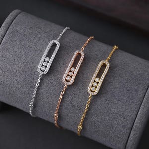 Fashionable Pave Move Bracelet, Classic Pave Charm Bracelet, Minimalist bracelet for women, Birthday Gift for her