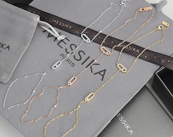 Bracciale da polso Fashion CZ Pave Move, minimalista, placcato oro 18 carati, regalo per donna.