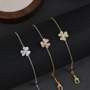 CZ Pave Flower Bracelet, 18k gold plated flower bracelet, fashion jewelry, Birthday gift for her