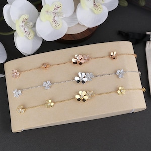 CZ flower bracelet, 18k gold plated flower bracelet, fashion flower bracelet for women, birthday gift