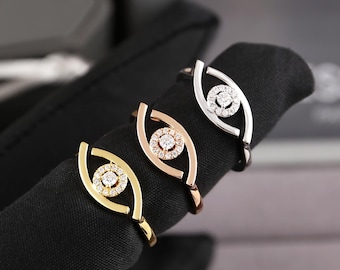 Anello CZ Lucky Eye placcato oro 18K anelli Mind Eye gioielli di moda