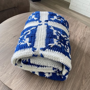 Blue Afghan Handmade Crotchet Granny Square Blanket | Cottagecore Afghan Home Decor Blanket Housewarming Gift Vintage Wedding Gift