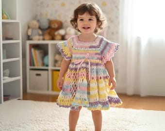 pastel crochet dress Handmade Crochet Patchwork Dress: Pastel Granny Square Mini Dress