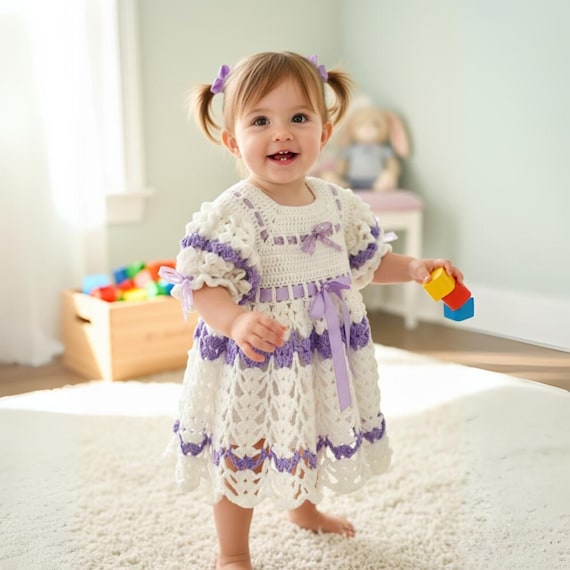 crochet dress for birthday Purple Baby Dress, Handmade Vintage Knit Cream & Lavender Baby Shower Gift, Special Occasion Outfit Girl, Toddler Whether your crafting a Chiffon Women's Skirts Black A-line Größe:L