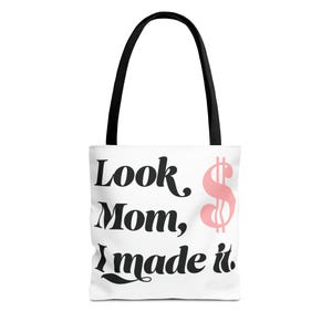 Lustiges Zitat Einkaufstasche, Mutter Geschenk, wiederverwendbare Einkaufstasche, Look Mom I Made It, Einkaufstasche, Canvas Tote