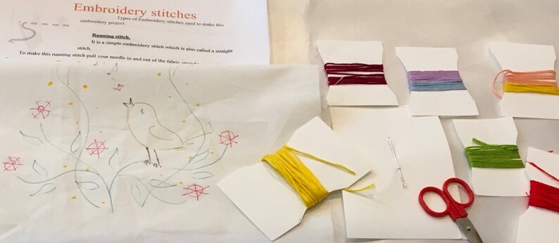 All you need Embroidery kit cute singing bird design kit with all need to start and complete