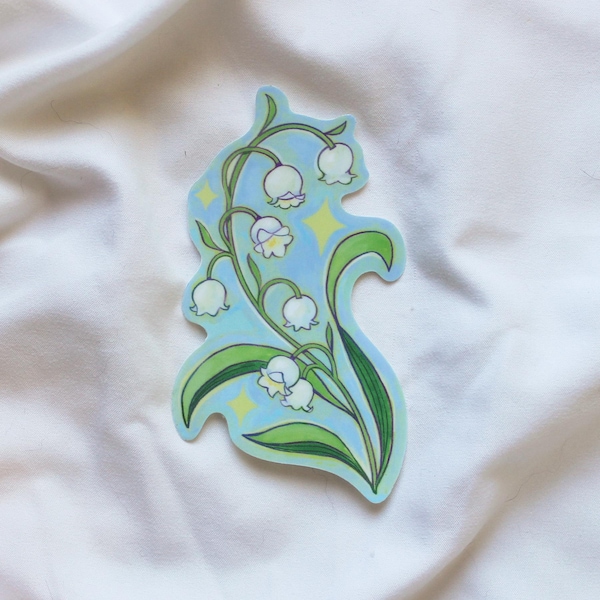 Lily of the Valley Sticker for water bottle / fairycore sticker / May birth flower sticker / waterproof vinyl sticker for laptop