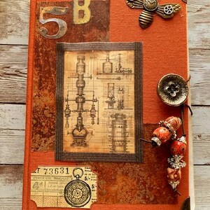 STEAMPUNK theme - A unique handcrafted  ( NOT PERSONALIZED)Junk Journal, made with love by me. Save your special memories in this notebook.