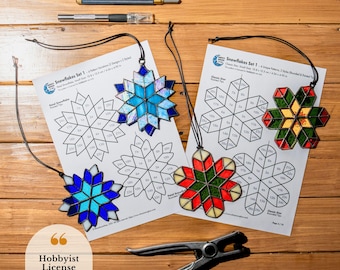 Stained Glass Snowflake Pattern Set: Beginner Christmas Ornaments (Digital Download)