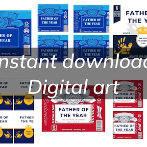 Editable Father’s Day Gift Box  Template | “Father of the Year” Drink-Themed Printable | Canva Design for Instant Download | Inspired Box