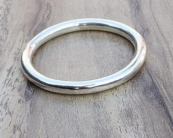 Solid Sterling Silver Bangle | Handmade Hammered Cuff Bracelet | Minimalist Unisex Jewelry Gift