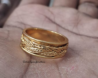 18k Gold Plated Spinner Band Ring: Anxiety Fidget Meditation Ring
