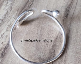 Minimalist Sterling Silver Open Cuff Bracelet: Handmade Adjustable Bangle