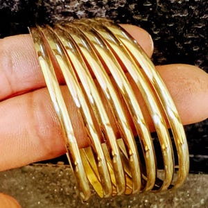 22k Gold Plated Bangle Set: Indian Minimalist Stacking Bangles