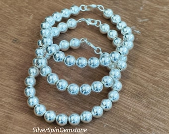 Sterling Silver Beaded Bracelet: Handmade 925 Silver Ball Jewelry SET OF 3
