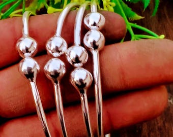 Thick Sterling Silver West Indian Bangles - Set of 4