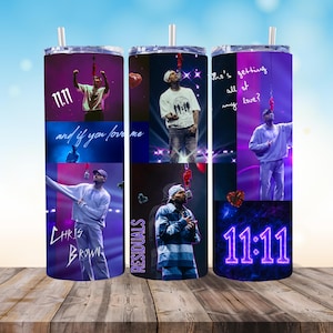 Chris Brown 20oz Tumbler Wrap Design, 20oz Template, Music Lovers Tumblers Wraps , Tumbler Wrap PNG, PNG Digital Download