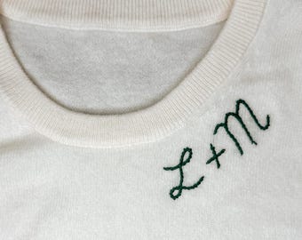 Custom 100% Cashmere Sweater, Personalized Hand Embroidered Gift, Custom Embroidered Cashmere Sweater, Custom Gift, Mongolian Cashmere Gift