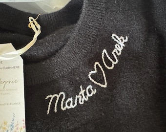 Custom 100% Cashmere Sweater, Personalized Hand Embroidered Gift, Custom Embroidered Cashmere Sweater, Custom Gift, Mongolian Cashmere Gift
