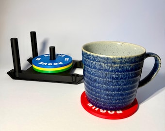 Juego de posavasos para discos de pesas con soporte de trineo – Regalo para gimnasio/fitness, decoración para el hogar CrossFit