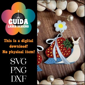 Erdbeer Schnecken Ohrringe SVG - Laser Cut Datei für Glowforge - Süße Cottagecore Obst Ohrringe - Mehrschichtiger Sommer Frühlings Schmuck