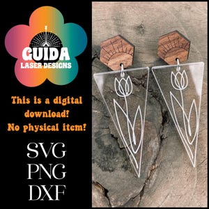 Boho Ohrringe SVG / Laser Cut Datei / Frühlingsblume / Glowforge Ready / Acryl Holz / Einzigartige Ohrringe