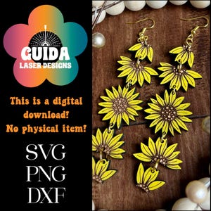 Sonnenblume Mond Phase Ohrringe SVG | Laser Cut Datei für Glowforge | Witchycore Cottage Anhänger | Acryl Boho Schmuck | Frühling Sommer Floral