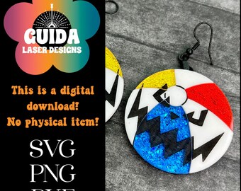 Spooky Beach Ball Earrings SVG / Laser Cut File / Summer Dangles / Glowforge Ready / Acrylic Earrings / Gothic Earrings