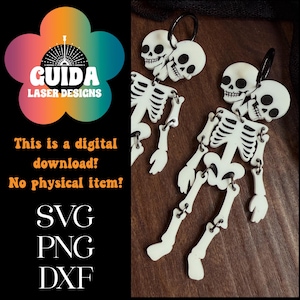 Double Headed Skeleton Earrings SVG | Halloween Laser Cut File | Articulated Skeleton Oddity Earring SVG | Creepy Cute Jewelry