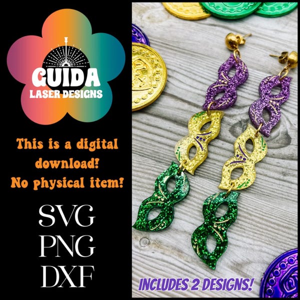 Gâteau des rois de Mardi Gras Boucles d'oreilles SVG / Fichier laser prêt / Glowforge Ready / Boucles d'oreilles en acrylique / Fichier coupé / Boucles d'oreilles uniques