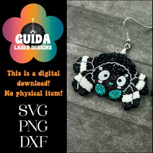 Jumping Spider Earrings SVG – Cute Layered Laser Cut File for Glowforge / Creepy Cute Arachnid Dangle / Spooky Kawaii Jewelry / Halloween