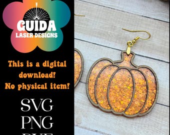 Framed Pumpkin Earrings SVG | Layered Fall Earring File for Glowforge | Wood Veneer Frame | Halloween Acrylic Jewelry | Autumn Laser File