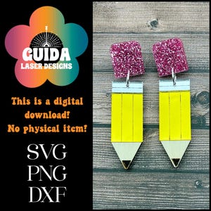 Brincos de lápis SVG / Arquivo de corte a laser / Outono verão / Brincos de professor Presente / Glowforge Ready / Brincos engraçados exclusivos