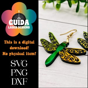 Libelle Ohrringe SVG - Laser Cut Datei für Glowforge / Natur-inspirierter Schmuck / Insekt Ohrringe / Acryl oder Holz Ohrhänger