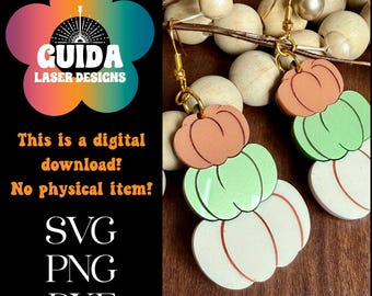 Fall Stacked Pumpkin Earrings SVG | Layered Acrylic Earring Cut File | Autumn Jewelry Laser Cut Template