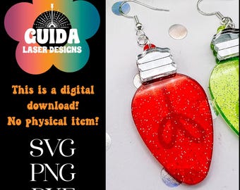 Weihnachtsbirne Ohrringe SVG | Urlaub Leichte Acryl Ohrringe Laser Cut Datei | Festliche Feiertage Maker Datei | Digitaler Download
