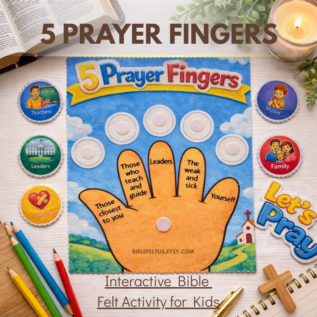 5 Prayer Fingers Felt Activity | Interactive Bible Lesson for Kids - Etsy