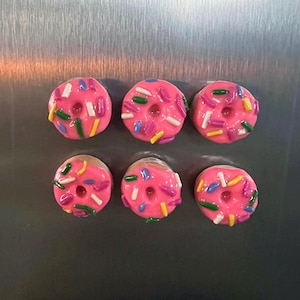 Handmade Pink Donut Magnets – Clay Sprinkle Fridge Decor