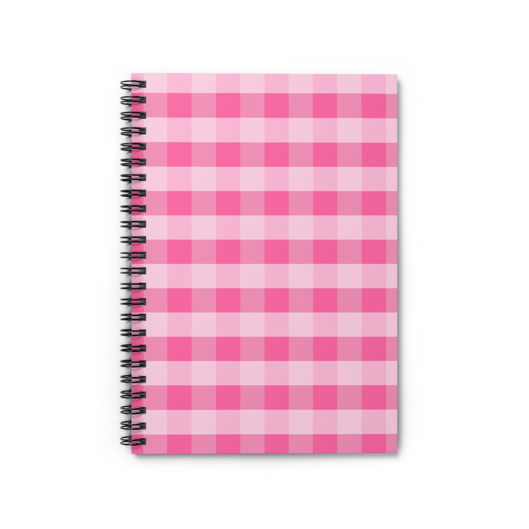 Pink Gingham Design Spiral Notebook - Ruled Line Five Designs, Flowers ...