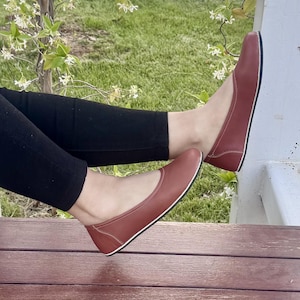 Barfußschuhe Frauen, Minimalist Leder Ballettschuh, Barfuß Braune Schuhe Frauen, Breite Zehenbox Schuhe, Barfuß Ballettschuh,