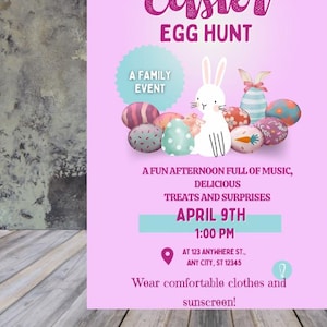 Invitation chasse aux oeufs de pâques | Invitation fête numérique lapin | Téléchargement instantané | Carte d'événement de Pâques imprimable