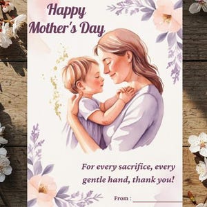 Tarjeta digital para el Día de la Madre / Plantilla de Canva / Regalo para el Día de la Madre / Tarjeta personalizable para madres / Regalo económico para el Día de la Madre