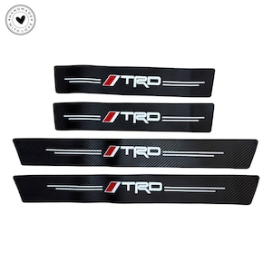 TRD Door Sill Protector Stickers – Carbon Fiber 4pc Set | Anti-Scratch Scuff Guard | Universal Fit for All Car Models