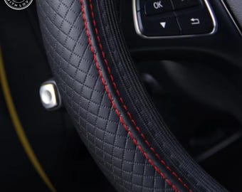 Embossed Leather Steering Wheel Cover | Universal 37-38cm Non-Slip Auto Interior Styling
