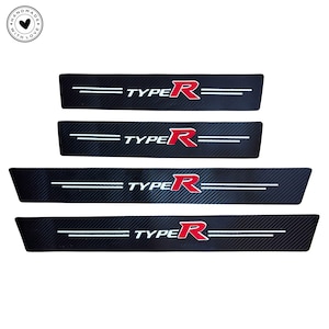 Type R Door Sill Protector Stickers – Carbon Fiber 4pc Set | Anti-Scratch Scuff Guard