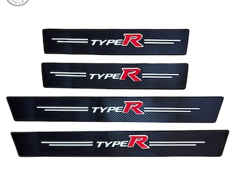 Type R Door Sill Protector Stickers – Carbon Fiber 4pc Set | Anti-Scratch Scuff Guard