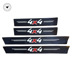 4X4 Door Sill Protector Stickers – Carbon Fiber 4pc Set | Anti-Scratch Scuff Guard | Universal Fit for All Car Models